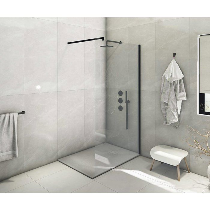 Receveur de douche  SMC en fibre de verre effet pierre avec bonde inclus H. 2,6 cm 90 x 120 Gris