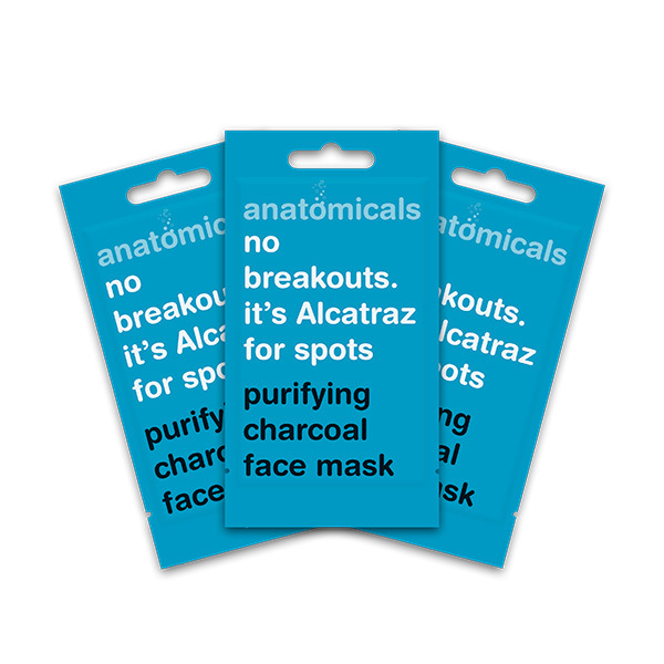Čisticí pleťová maska s aktivním uhlím Anatomicals 15ml (3 balení)