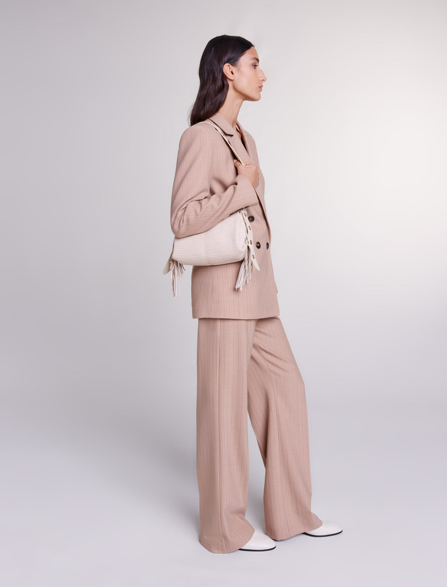 Gestreept colbert - Beige