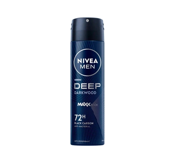 NIVEA MEN Deep DarkWood Maxx Tech 72h Black Carbon antyperspirant w sprayu 150 ml