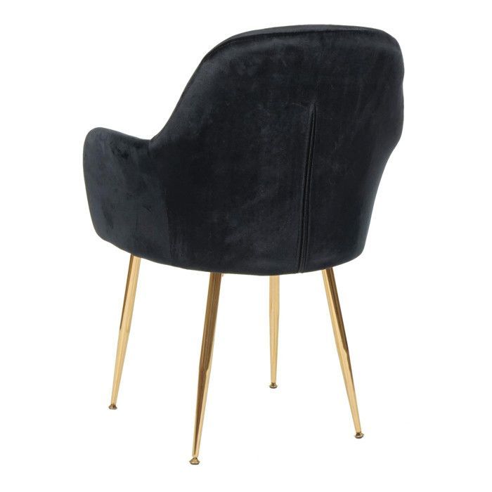 HWC-F18 dining chair, chair - black velvet, gold legs