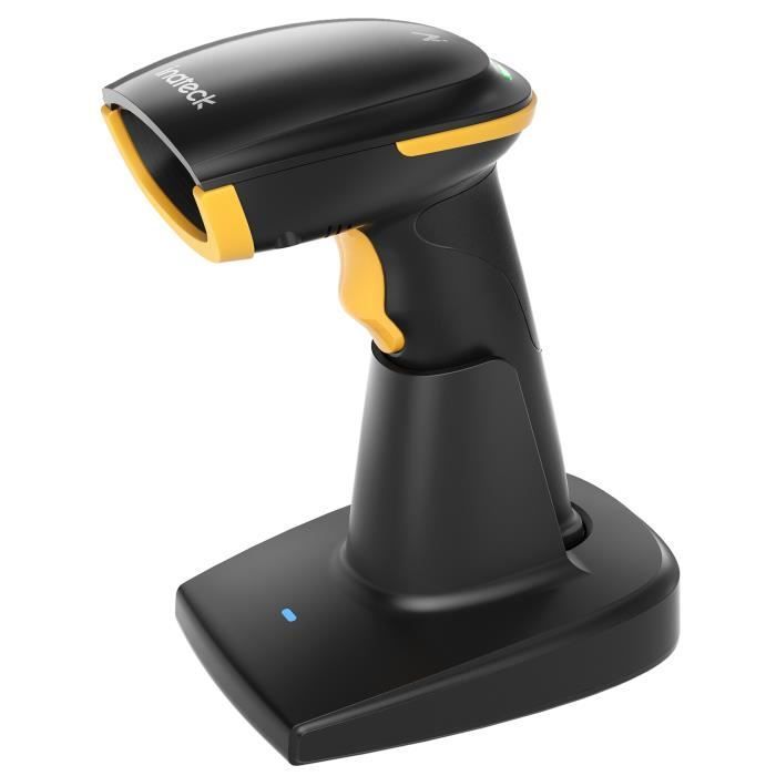 Inateck 2D Bluetooth-Barcodescanner, kabelloser QR-Code-Scanner mit intelligenter Ladestation, unterstützt KI, App und SDK