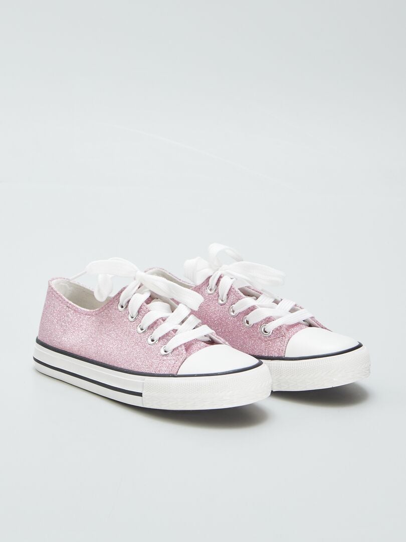 Zapatillas bajas de lona con lentejuelas - ROSA