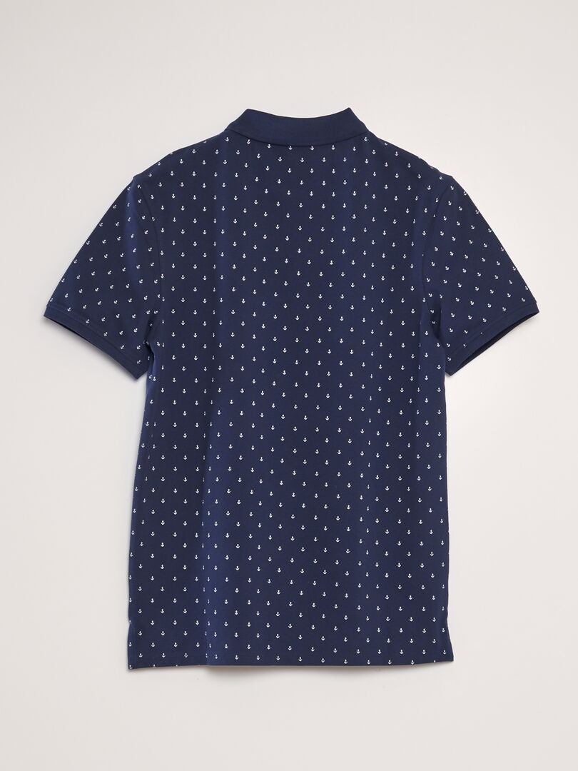 Polo shirt met patroon - BLAUW