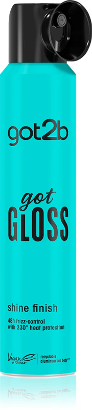 got2b got Gloss Shine Finish spray de proteção térmica para cabelos brilhantes e macios