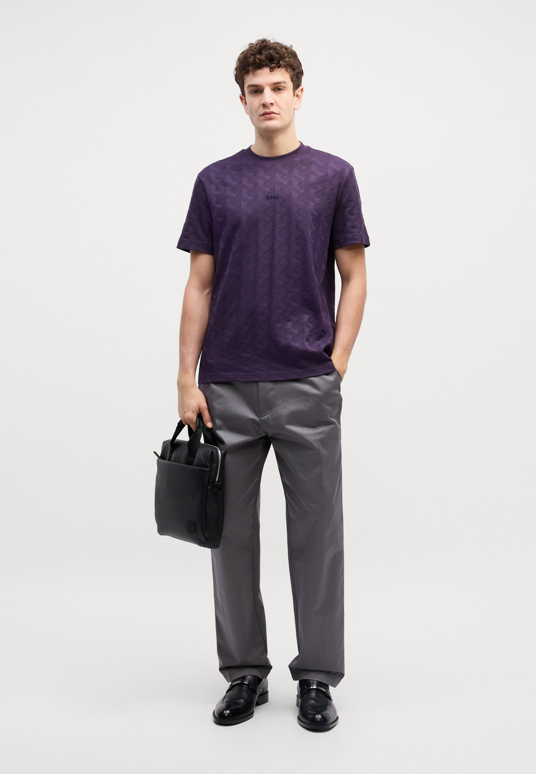 T-shirt basic con grafica BOSS MIRROR - viola medio