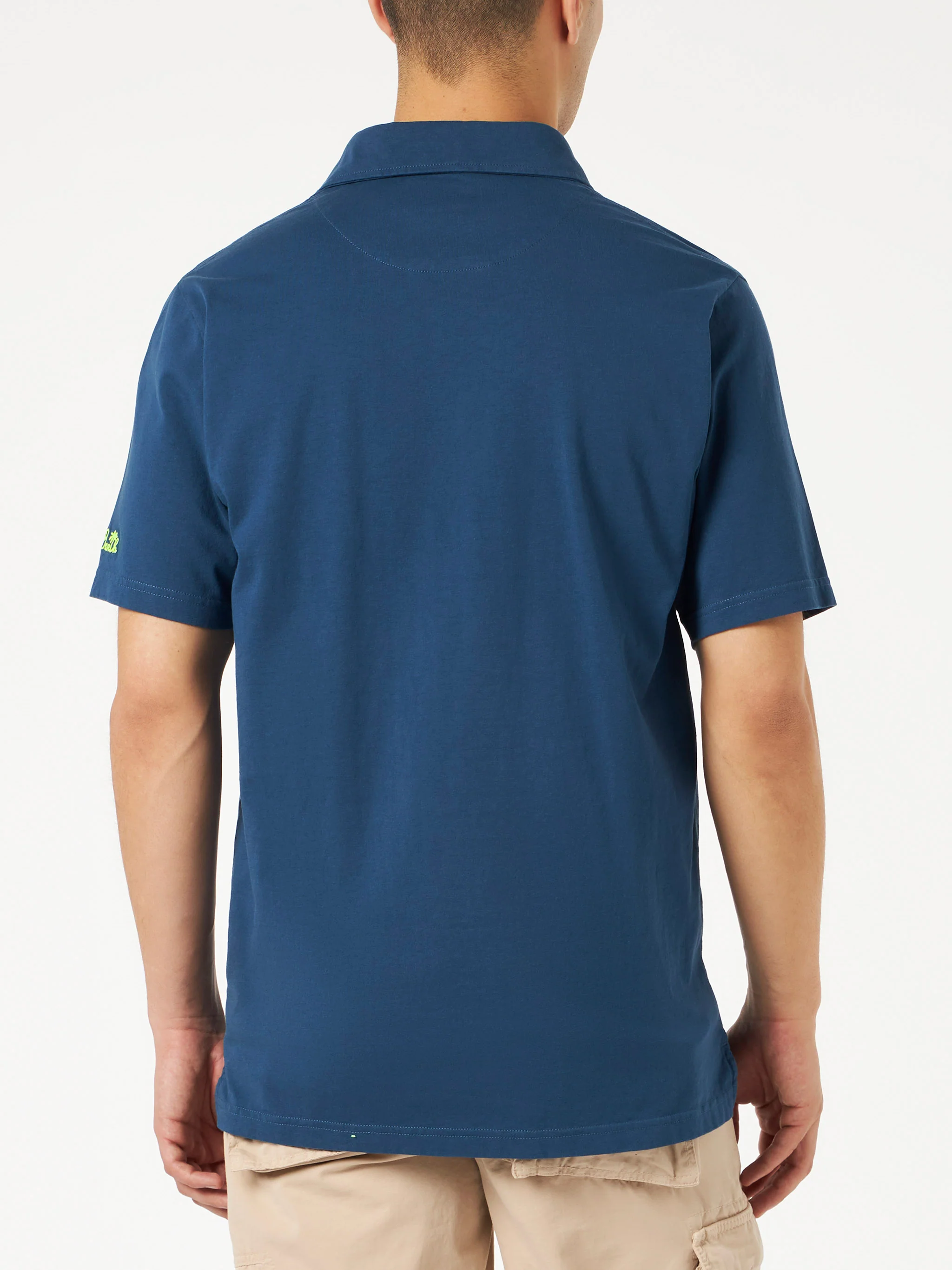 Herenpolo van marineblauw katoenjersey