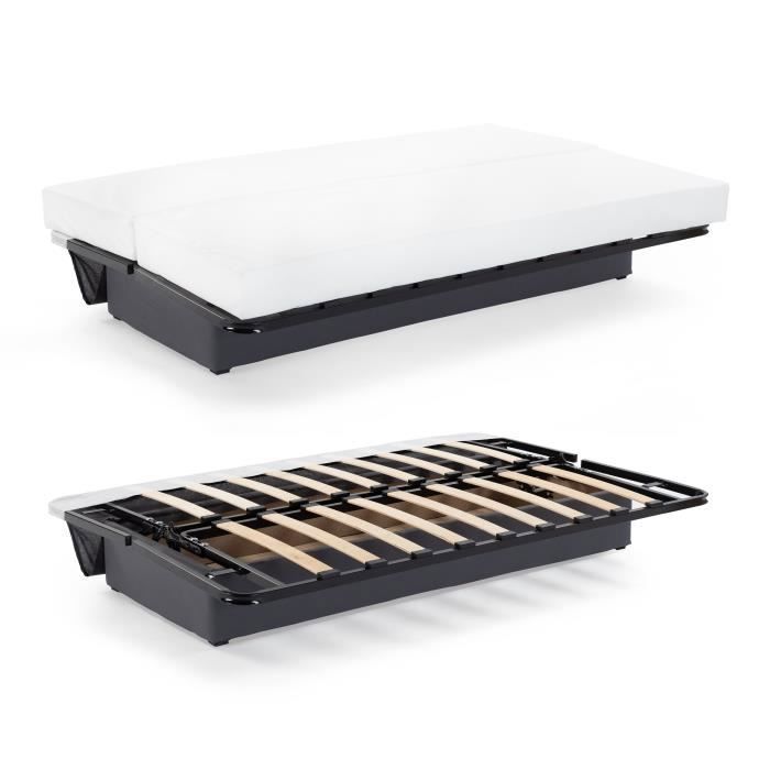 Sofá cama clic-clac de 3 plazas - Tela con estampado Bikini gris - 190 x 92 cm - DREAM - Estilo contemporáneo