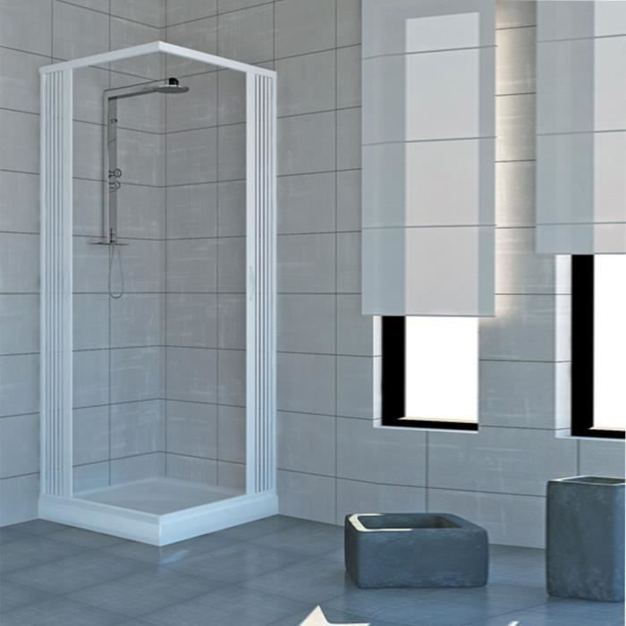 PVC plastic shower enclosure, model Acquario, 70x80 cm, with central opening