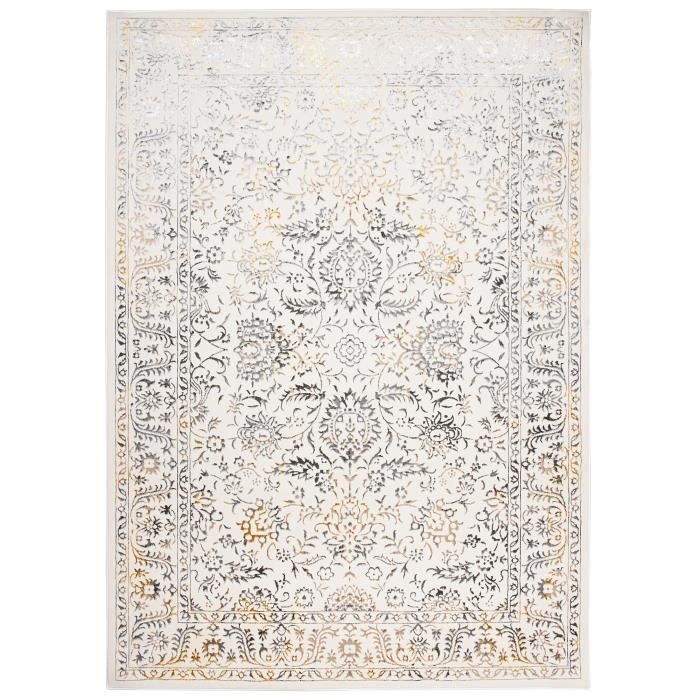 TAPISO Living Room/Bedroom Rug GOLDEN Cream Grey Beige Ornamental Polypropylene Indoor 140x200 cm