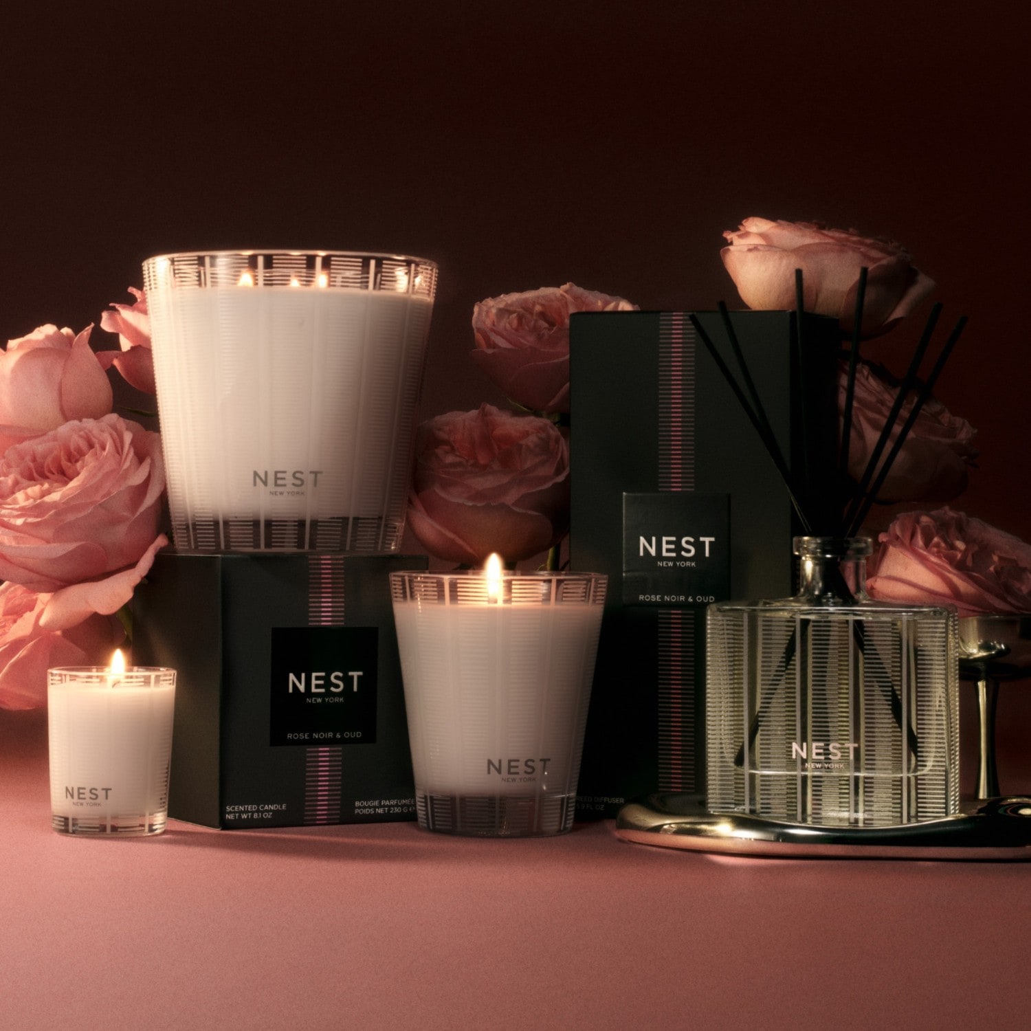 NEST NEW YORK Kaars Rose Noir & Oud - 229,6 g