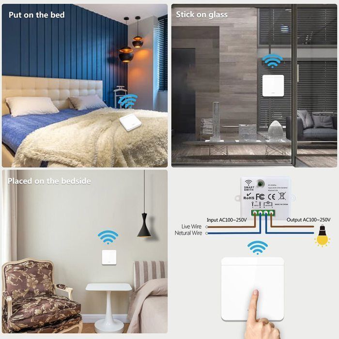 Interruttore della luce wireless, interruttore di sicurezza con trasmettitore RF e controller ricevitore da 10 A