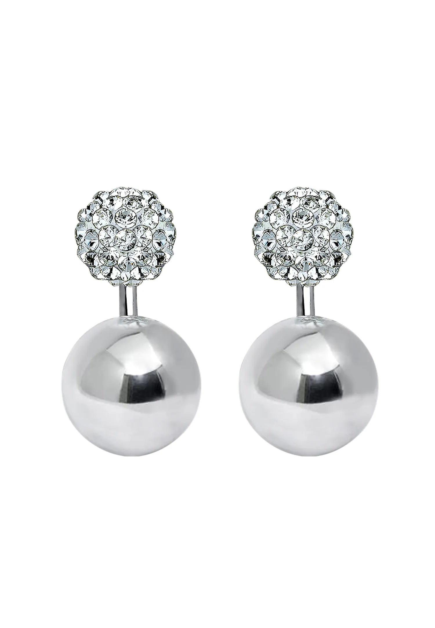 Elli Femmes avant arrière géo tendance avec cristaux en argent sterling 925
