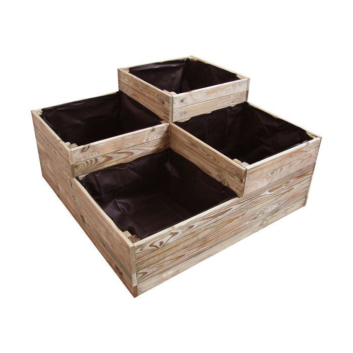 Huerto elevado de madera de 4 camas