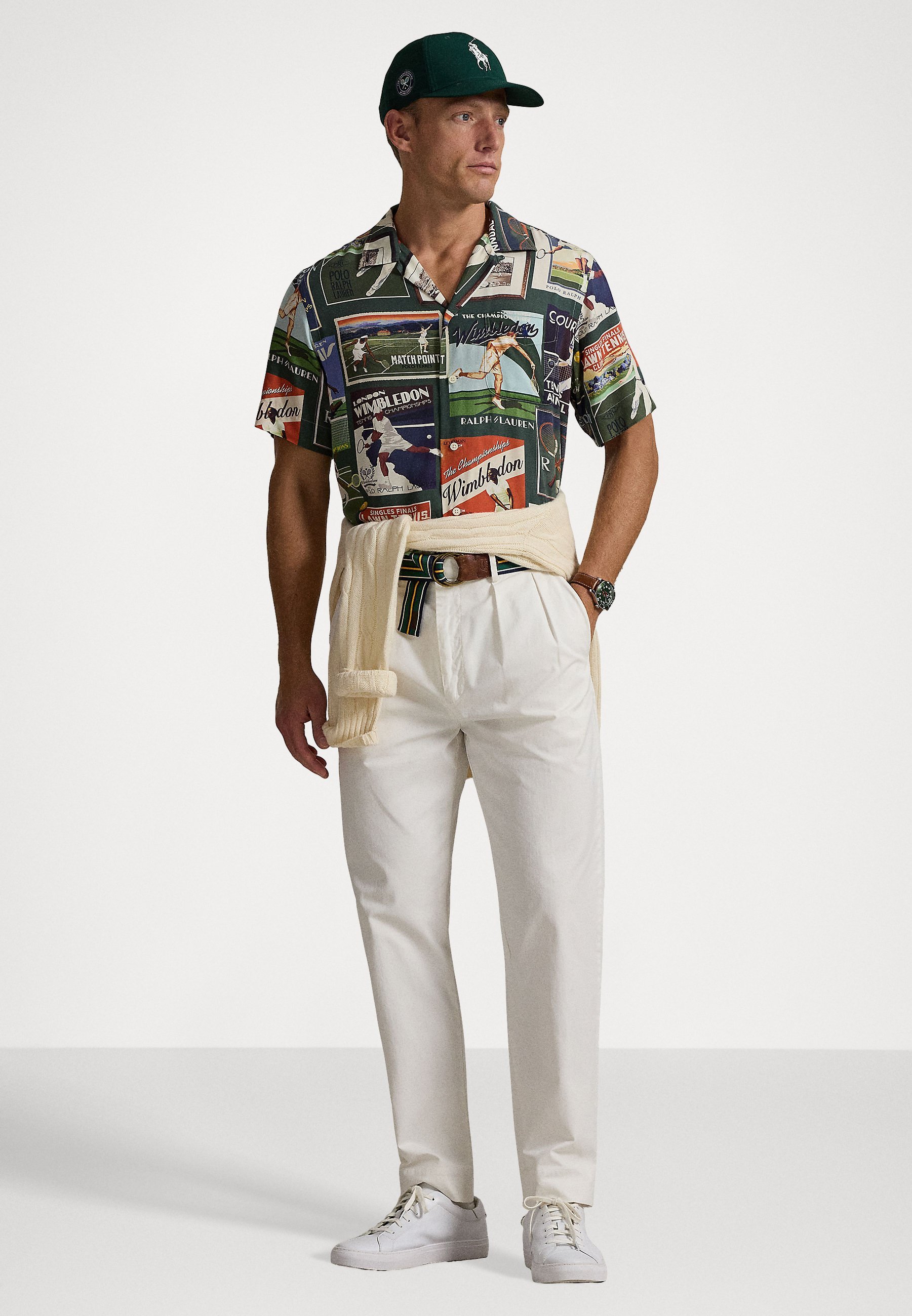 Chemise unisexe Polo Ralph Lauren Wimbledon à imprimé affiche - Chemisier boutonné - multicolore