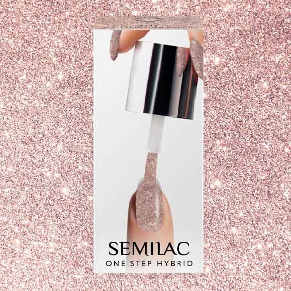 Semilac egylépéses géllakk 5ml 245 Csillámos rózsaszín bézs