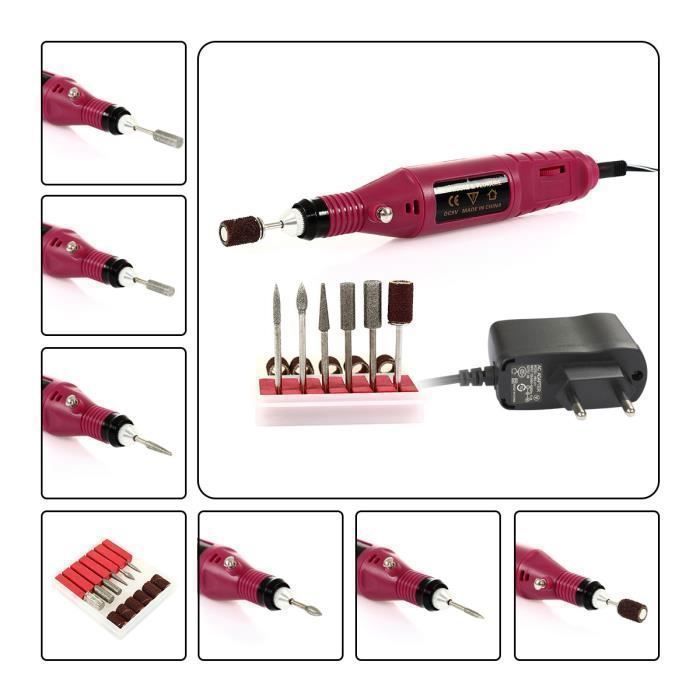 Kit Ponceuse Prof Electrique Lime Ongles Manucure Avec Embouts ponçage 220-240V