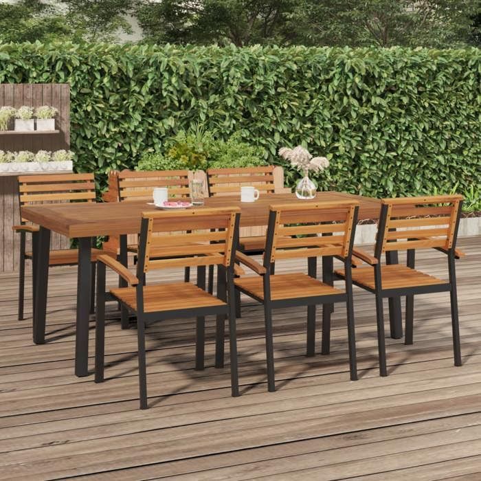 Mesa de jardín vidaXL 200x100x75 cm Madera maciza de acacia 319524