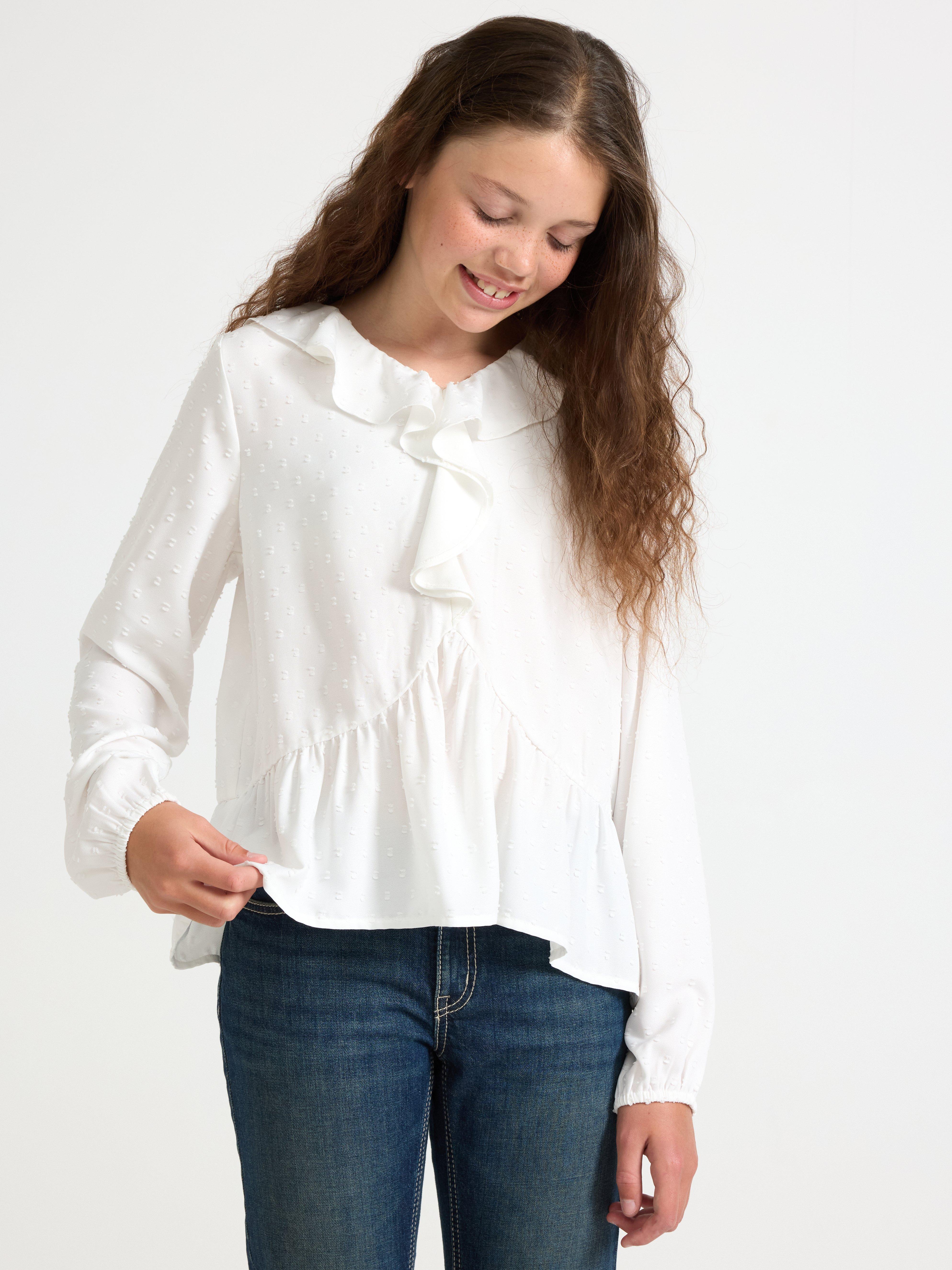 Blusa de manga larga color blanco roto