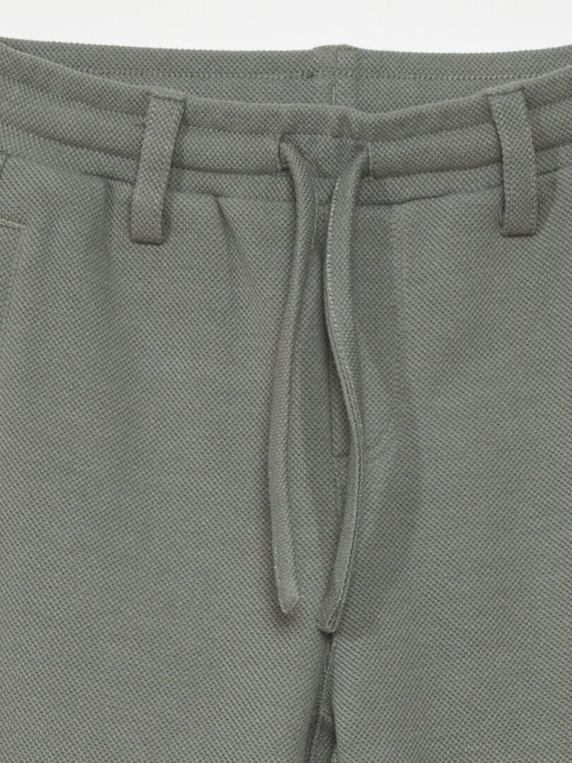 Joggingbroek van katoenpiqué - Grijsgroen
