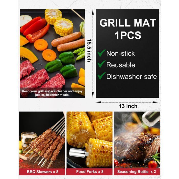 Juego de 28 utensilios de acero inoxidable para barbacoa, accesorios portátiles profesionales para parrilla, kit de herramientas para barbacoa para acampar y cocinar.