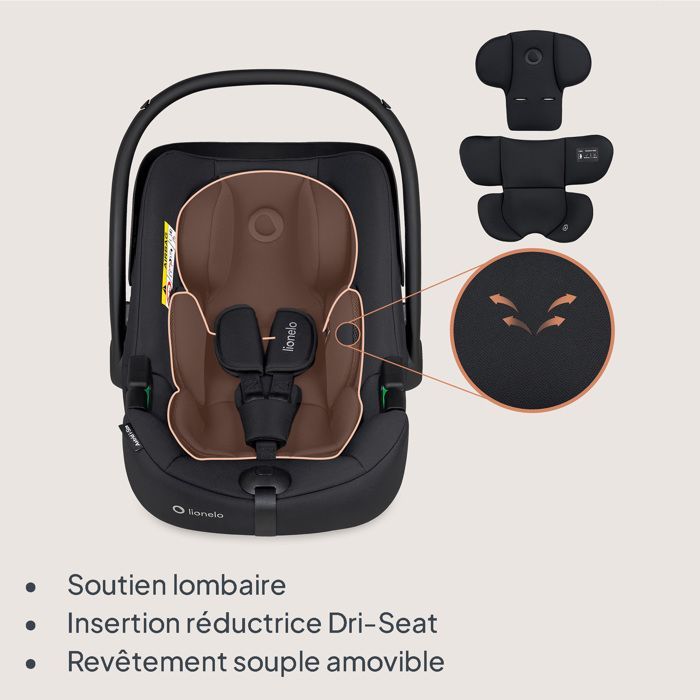 Seggiolino auto LIONELO Astrid i-Size 40-87 cm - Porta-neonati - Omologato ADAC - Leggero - Gruppo 0+ - Nero