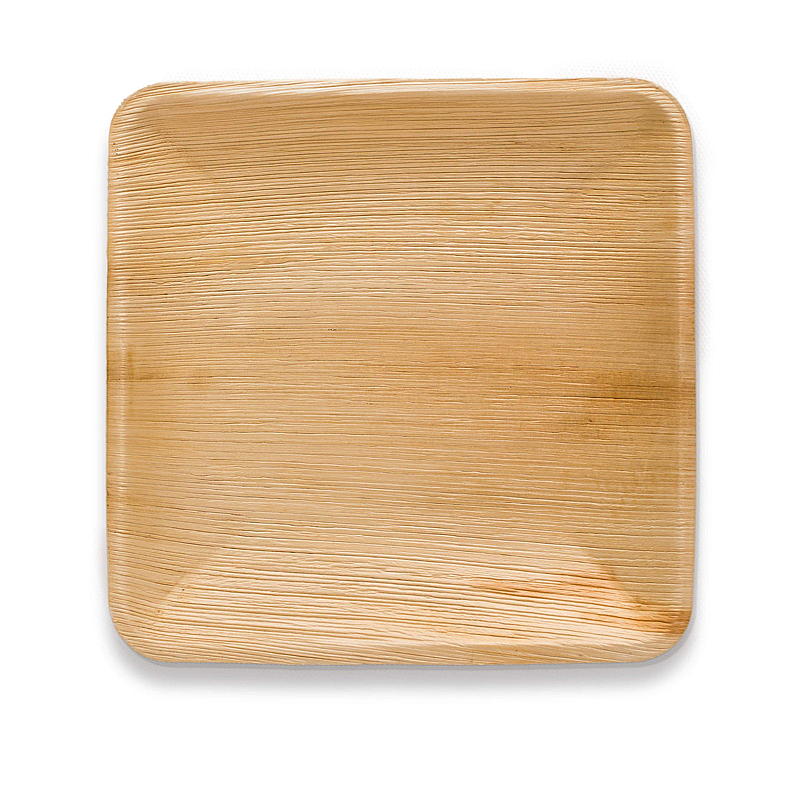 Platos desechables Nature, paquete de 10 unidades, cuadrados de 26 cm, con diseño de hojas de palma.