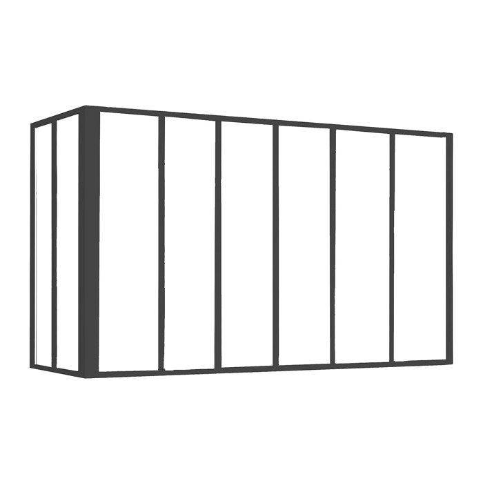 Mampara de cristal esquinera estilo taller en aluminio con recubrimiento en polvo - 180 x 60 x 130 cm - Negro - BAYVIEW