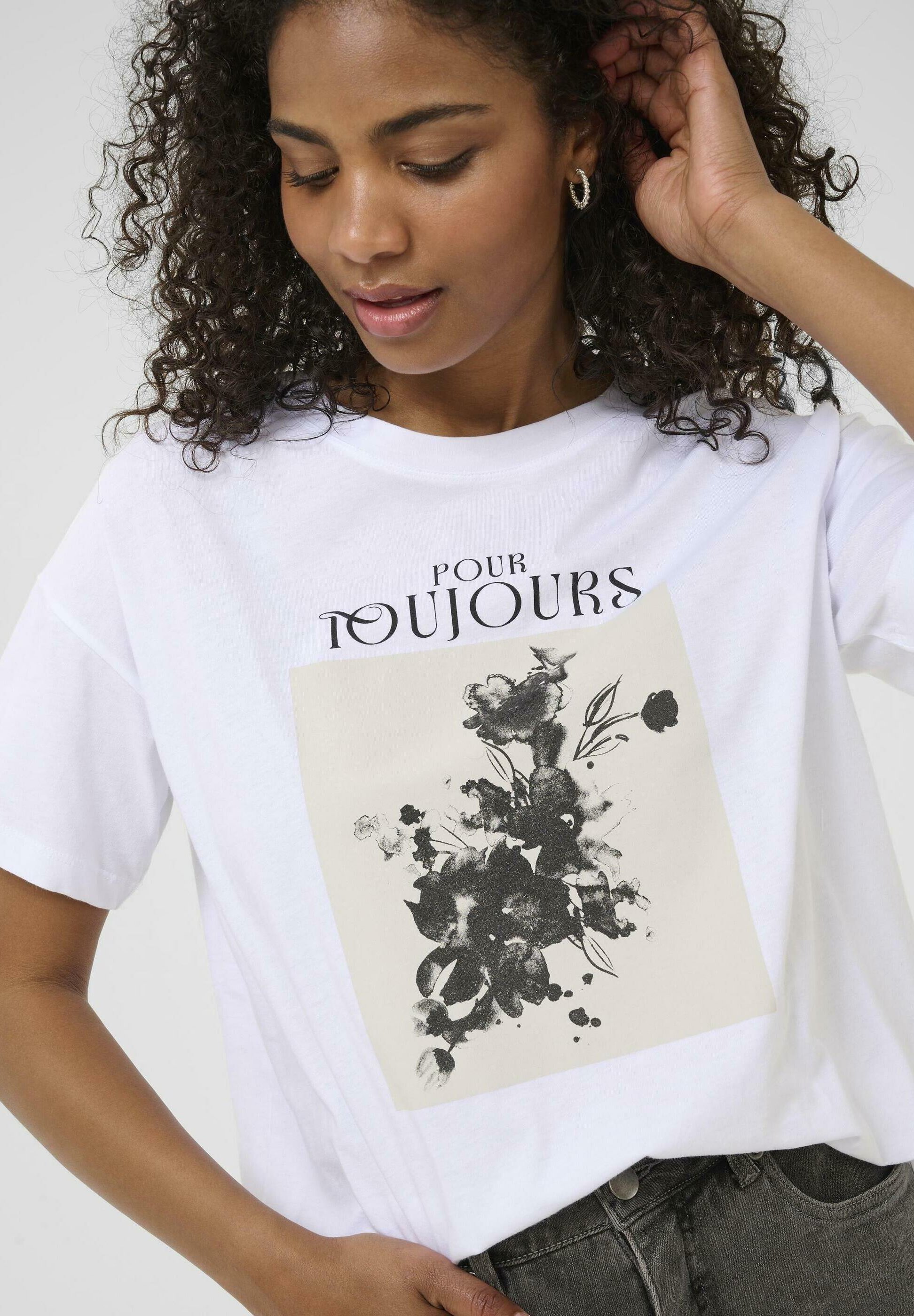 Kaffe KAVIVIE - T-shirt stampata - quadrato di fiori bianco ottico