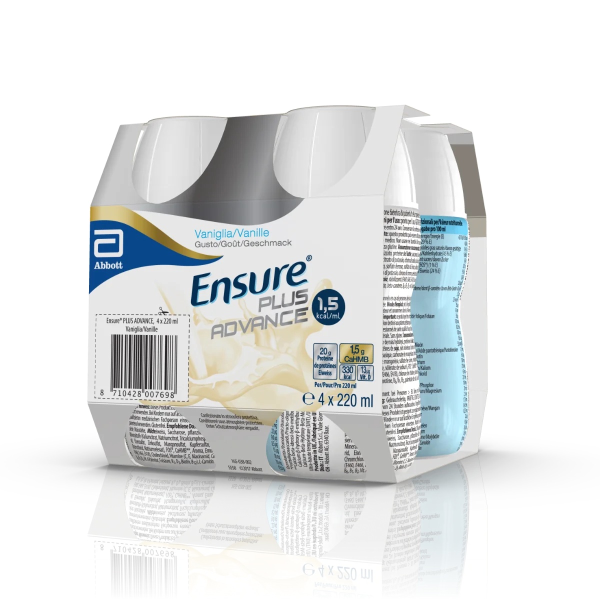 ENSURE Abbott Ensure Plus Advance Vanilla 4x220ml Hoogcalorisch voedingssupplement