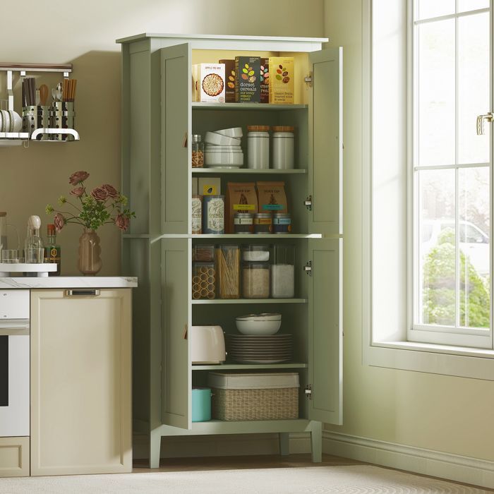 Buffet cuisine - HOMCOM - LED réglable et détecteur de mouvement - étagères réglables - MDF - 80 x 40 x 176,5 cm - vert