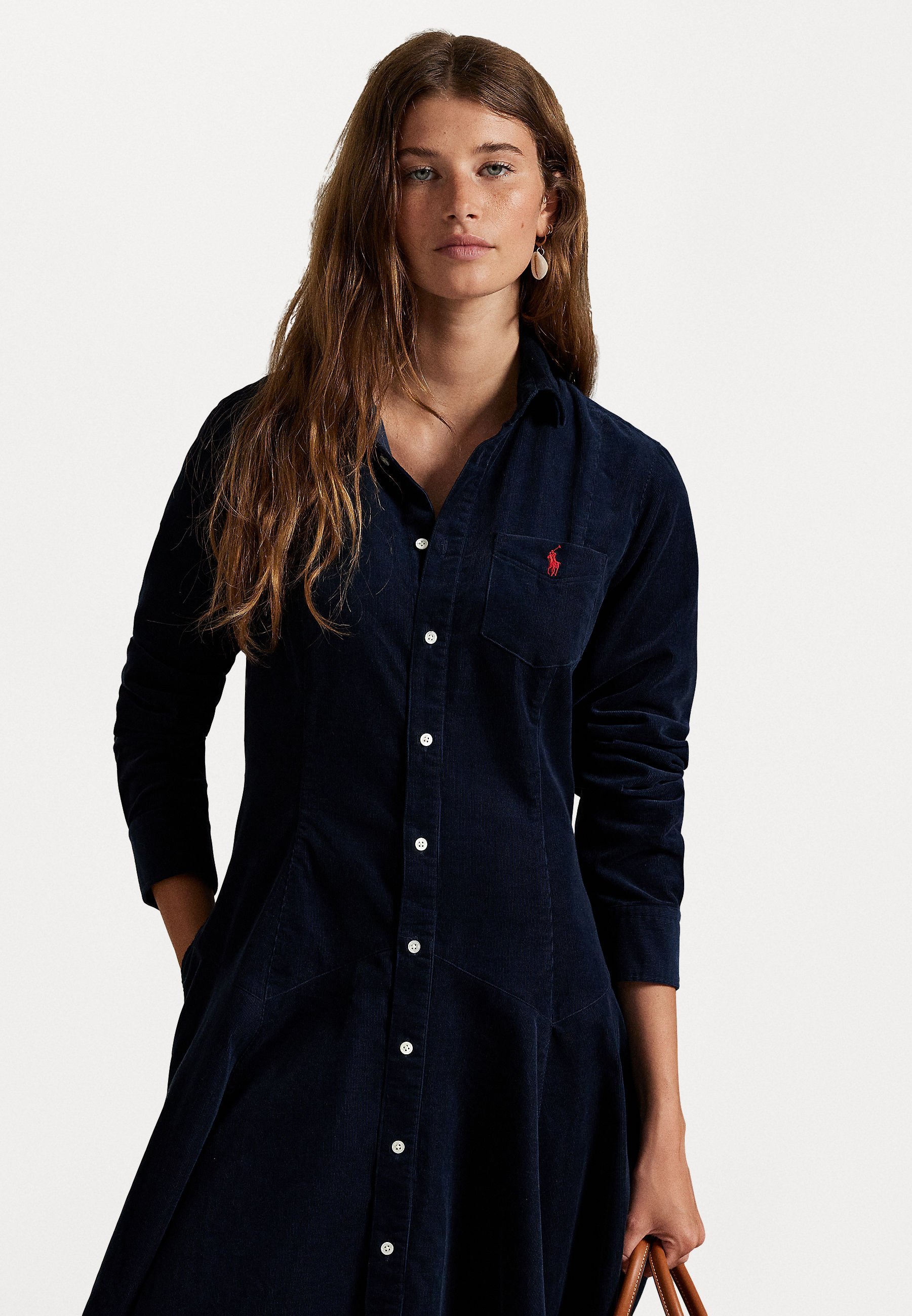 Polo Ralph Lauren katoenen corduroy A-lijn overhemdjurk - Overhemdjurk - marineblauw