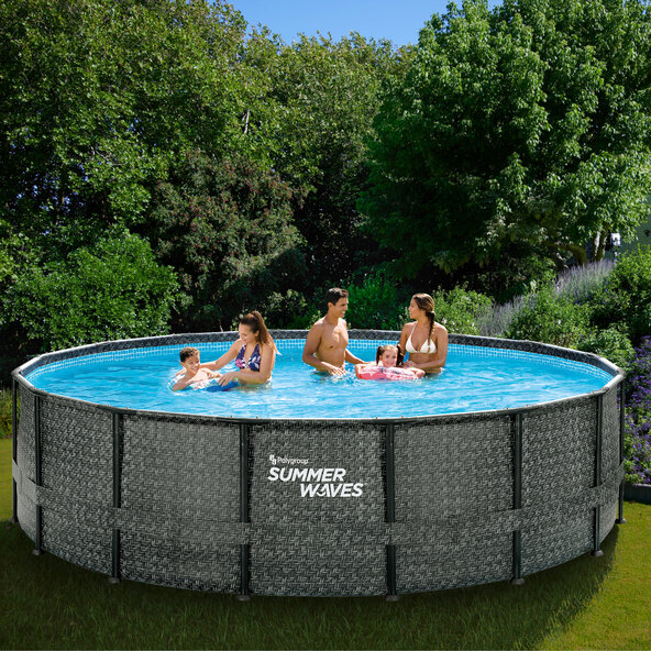 Piscină Elite Frame, stil ratan, Ø 488 cm