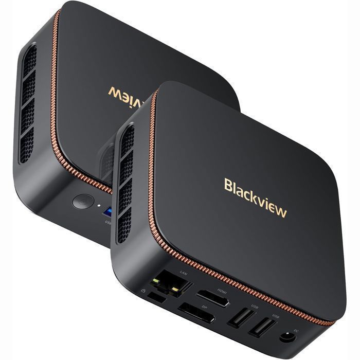 Mini PC Blackview MP20 AMD 3300U 3.5GHz 16 Go DDR4 512 Go/SSD 2To, Windows 11 Pro, Wifi 6, 4K UHD afficher NETFLIX - Noir