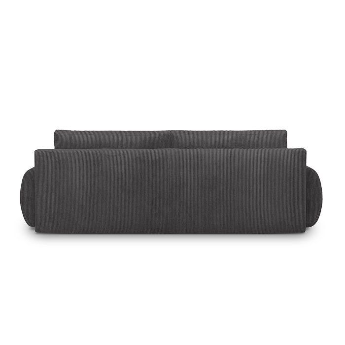 Divano trasformabile a 3 posti - MILO - Tessuto in velluto a coste grigio antracite - Vano contenitore - 254 x 99 x 84 cm
