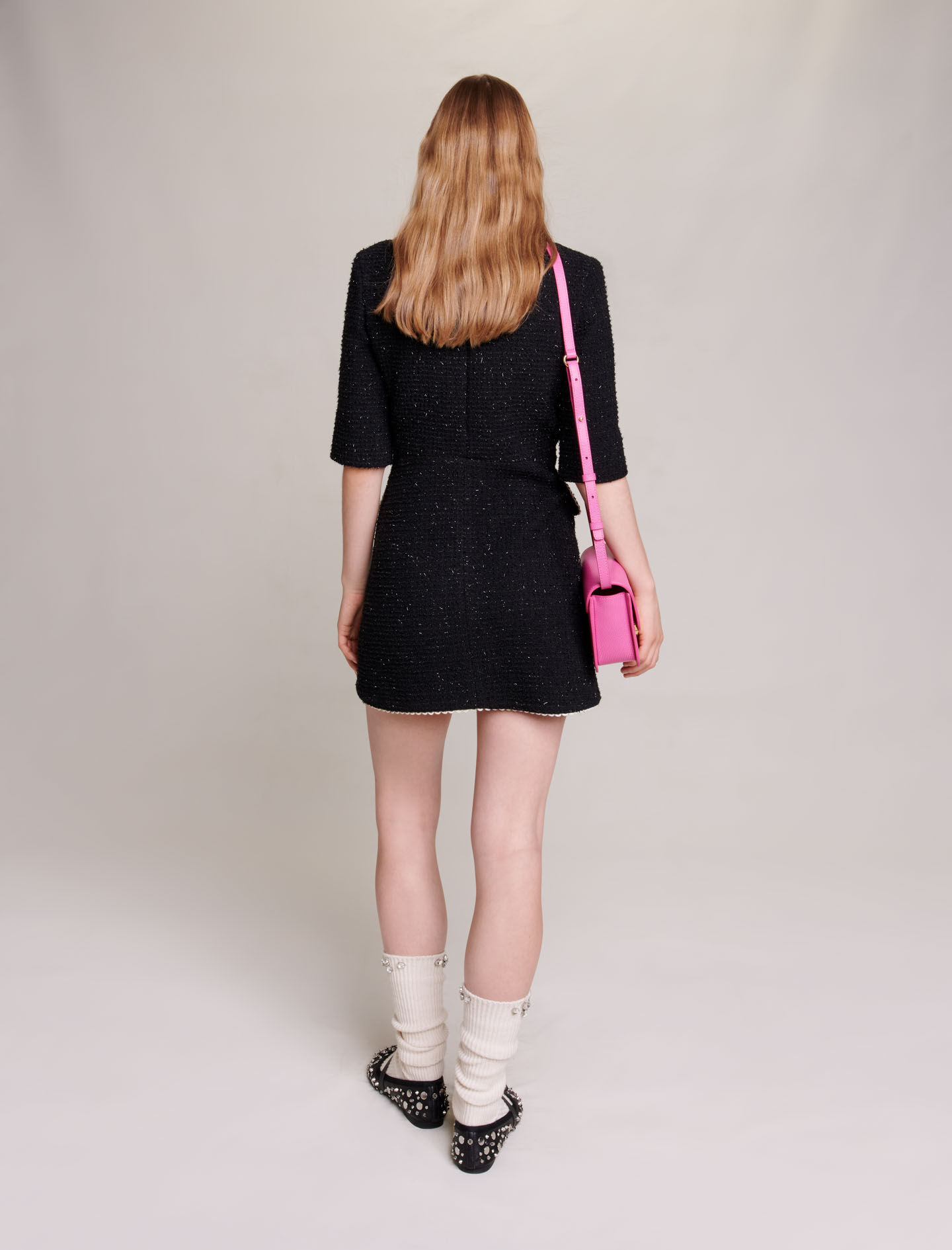 Rochie scurtă din tweed - Negru