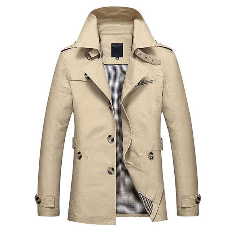 Nuovo trench da uomo primavera autunno 2020, giacca a vento, taglie forti, colletto con bottoni, cappotto da uomo in puro cotone, camicia lavata