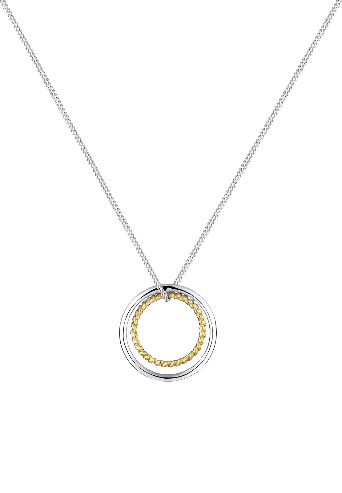 Elli Femmes Cercle Geo Basique Bi-Color en argent sterling 925 plaqué or