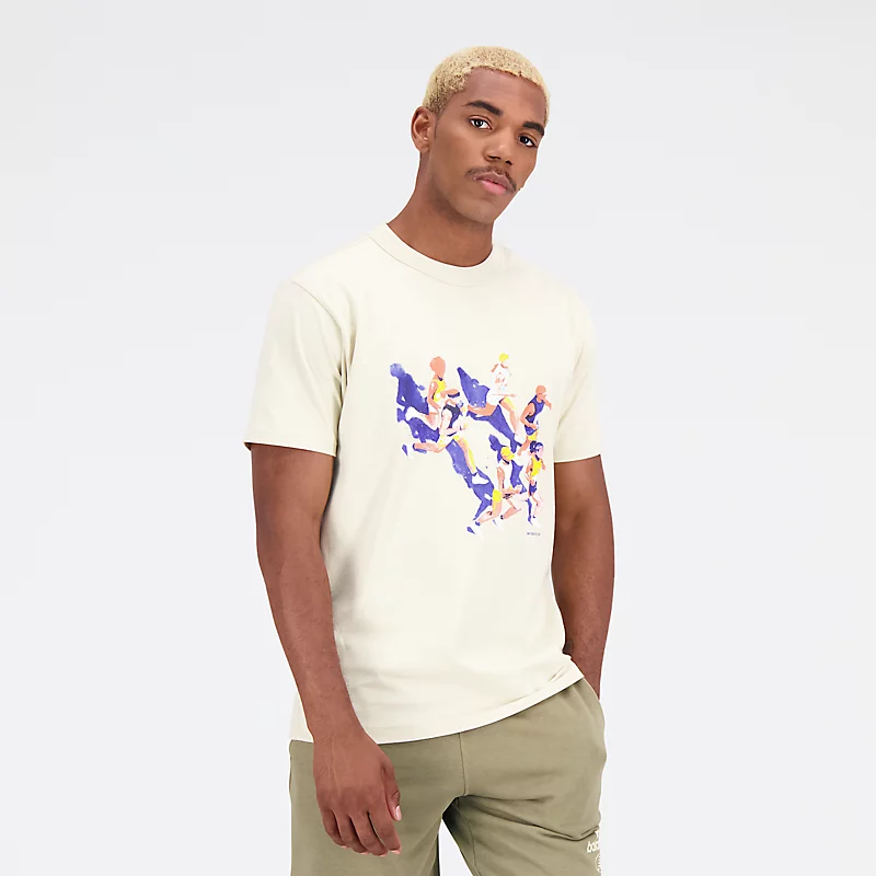Męska koszulka T-shirt do biegania Jacob Rochester Runners z bawełny - BONE