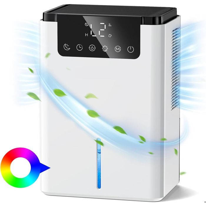 Deumidificatore d'aria portatile antimuffa da 2000 ml con sbrinamento automatico e timer per casa, bagno, camera da letto e armadio.