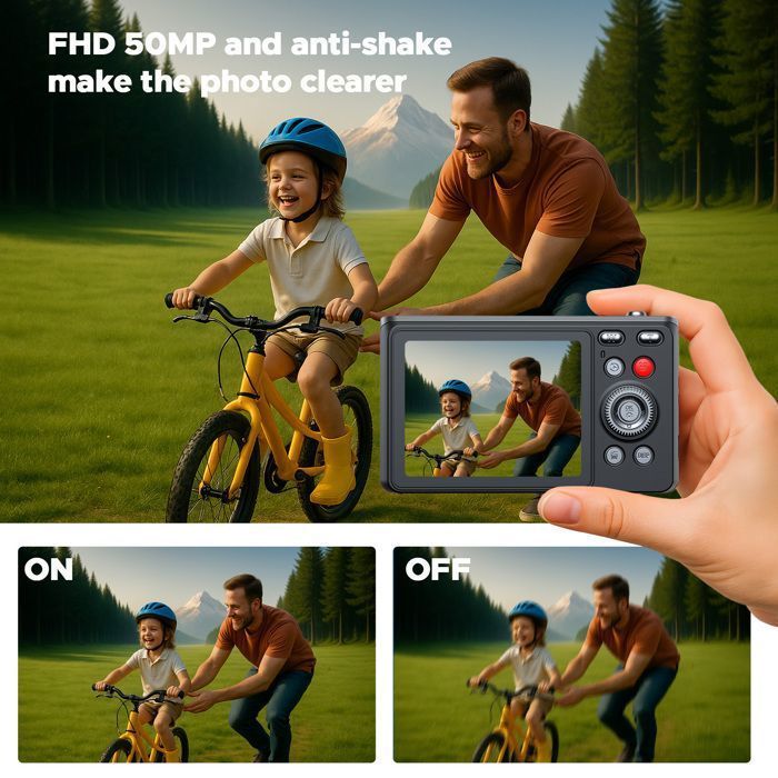 Cámara digital compacta con videocámara 1080p, 50 MP, pantalla LCD de 2,8