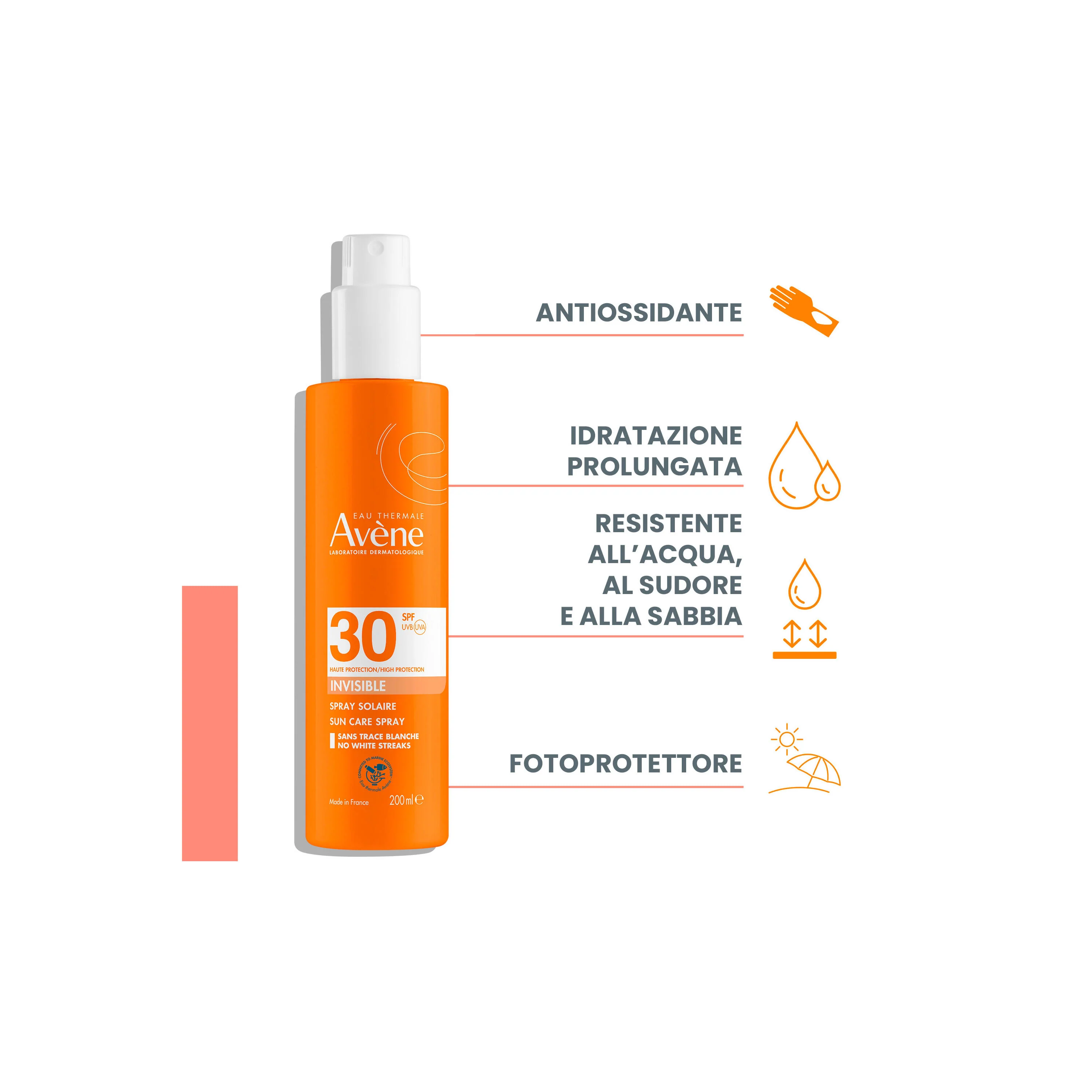 Suncare Spray Solare SPF30 - Spray solare corpo alta prot., Latte solare corpo alta prot.