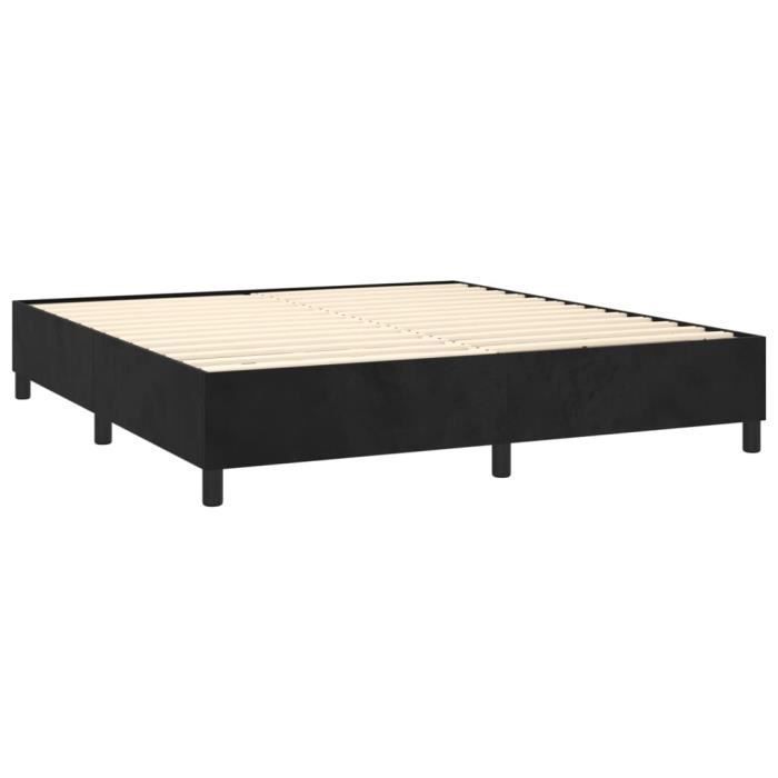 Base de cama tapizada - AKOZON - 200x200 cm - Negra - Con muelles - Terciopelo suave