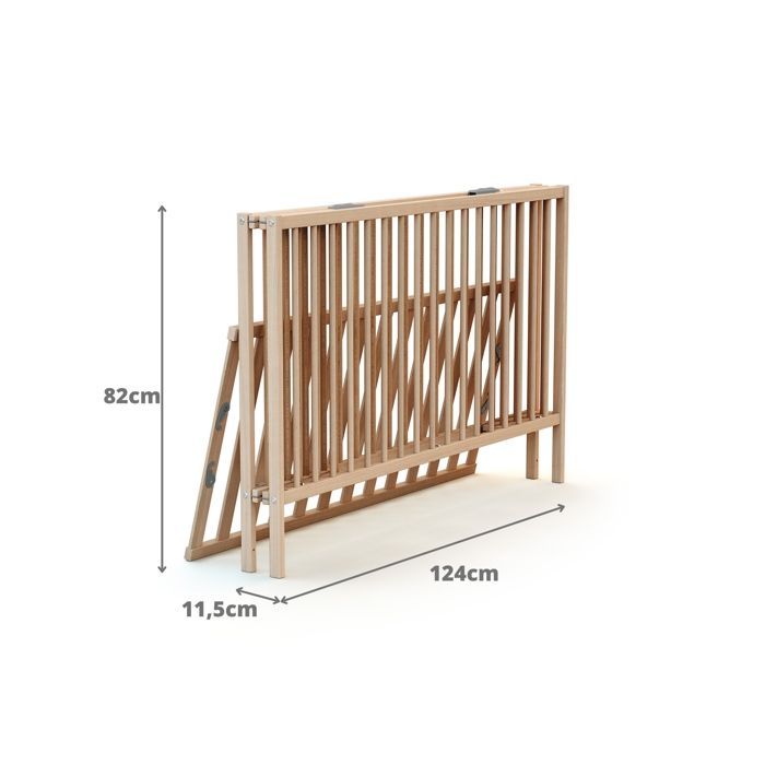 Lit bébé pliant - 60 x 120 cm - WEBABY - FLEX - Hêtre brut