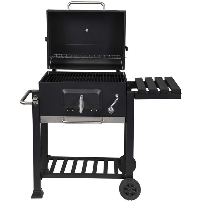 WOLTU Barbecue au Charbon de Bois, Barbecue réglable en Hauteur et avec Roues, adapté pour les fêtes en plein air, Noir