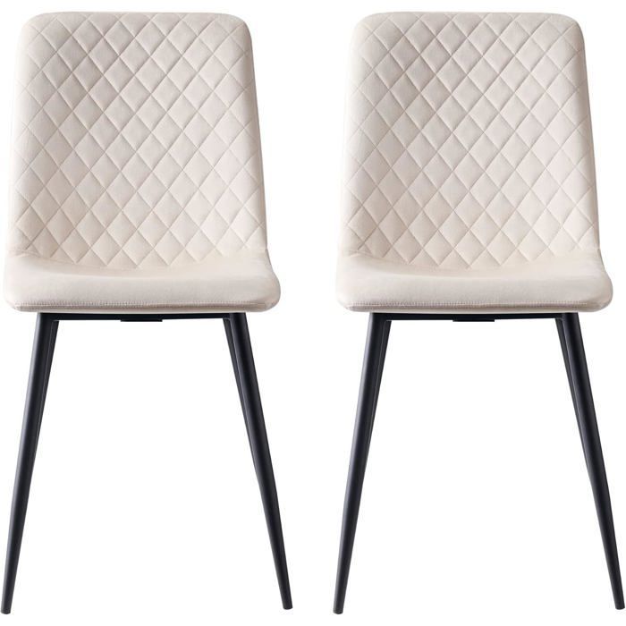MCC Direct Lexi 4er-Set Designer-Esszimmerstühle aus Samt mit Metallbeinen, Beige