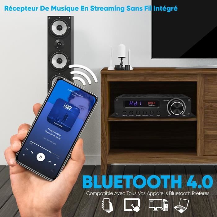 Amplificatore audio - PYLE - 100W - Bluetooth - 5.1 canali - HDMI, AUX, antenna FM