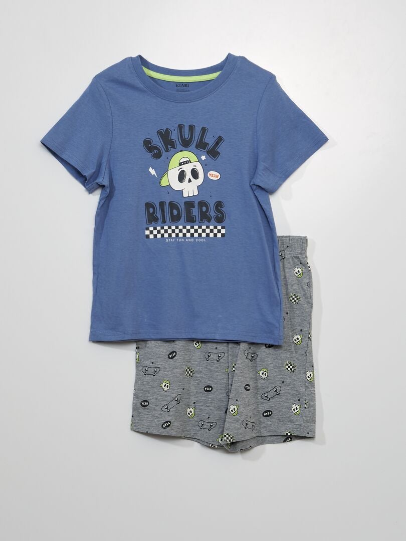 Pijama corto - camiseta + pantalón corto - 2 piezas - AZUL