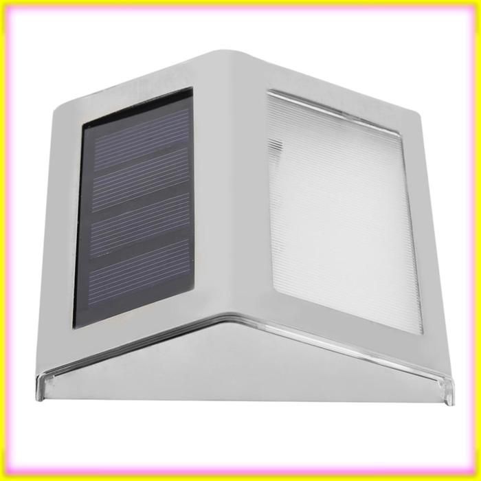 Aplique de pared solar EJ.life, 3 LED, acero inoxidable, alimentado por energía solar, luz para jardín, luz de bolardo, luz blanca.