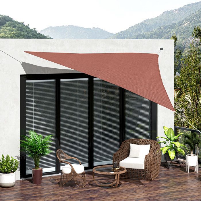 Voile d'ombrage - Outsunny - triangulaire grande taille 3x3x3 m haute densité anti-UV - PE - rouge rouille